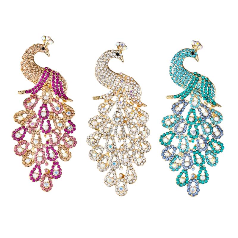 Women Formal Wear Look - Unique Peacock Brooch Pin For Women