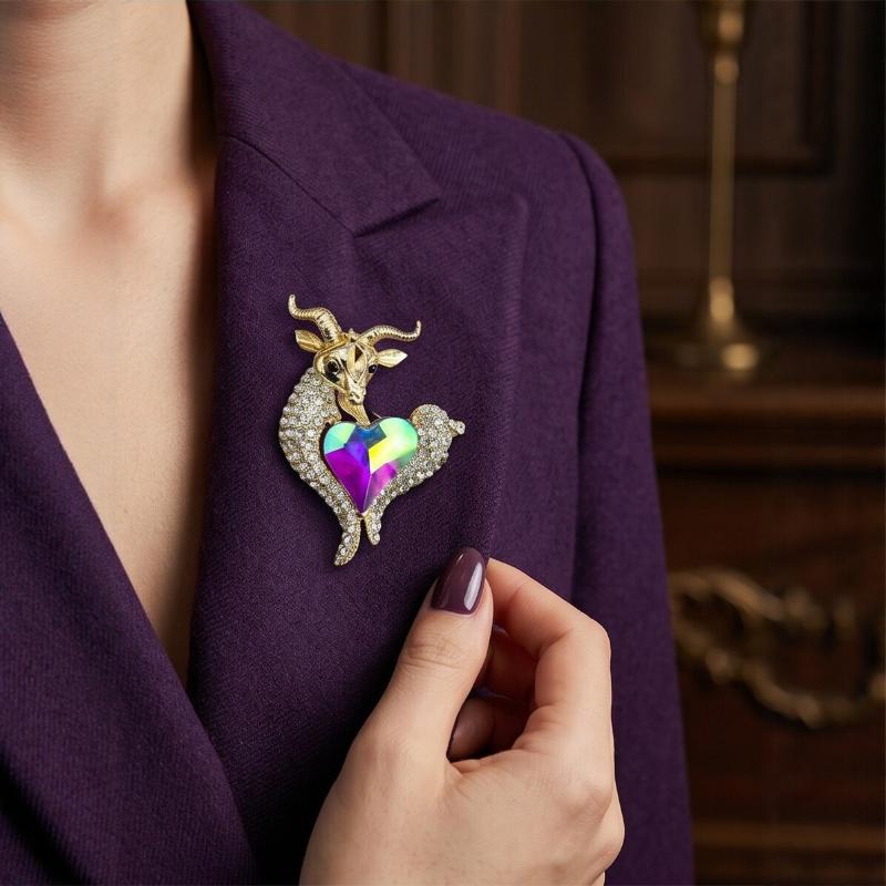 Unique Rhinestone Goat Brooch  - Unique Women'S Formal Wear ulasan dan harga