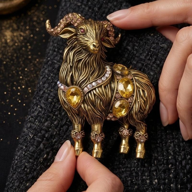 Unique Rhinestone Goat Brooch  - Unique Women'S Formal Wear ulasan dan harga