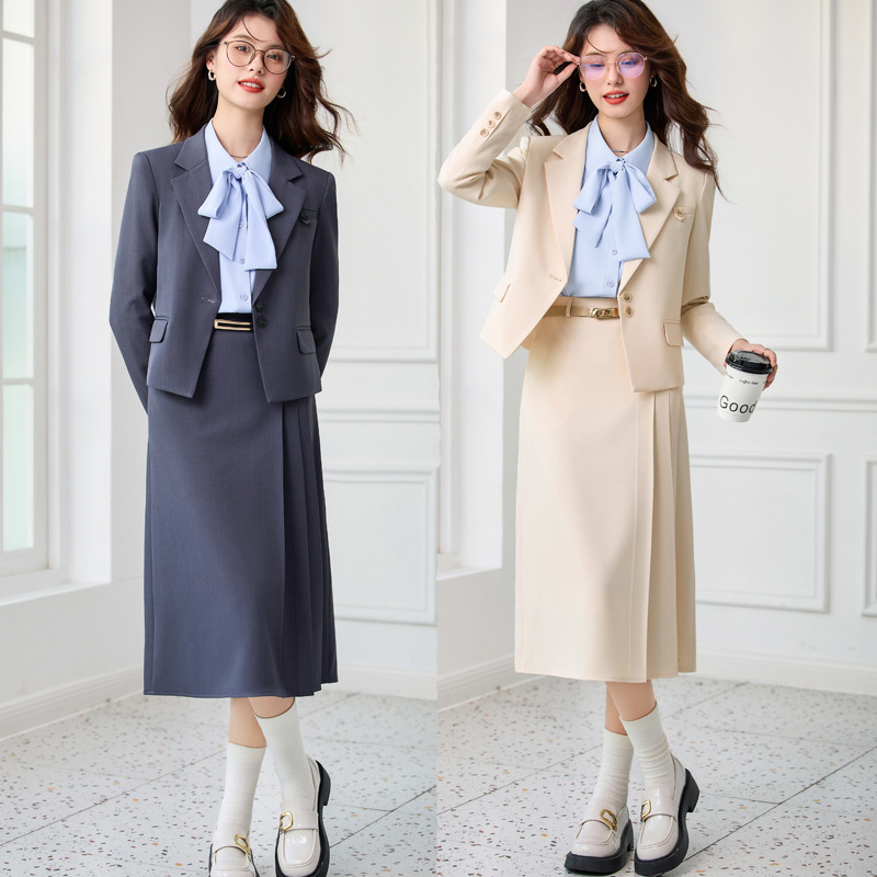 Gray women's suit set for spri - Women'S Formal Wear Petite ulasan dan harga
