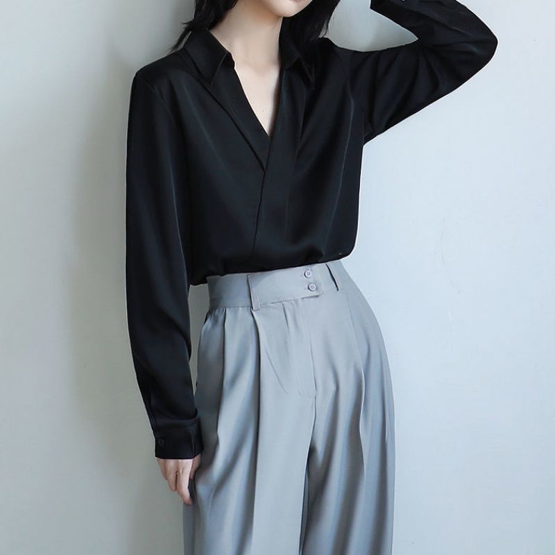 Gidyq Women Black Chiffon Shir - Women'S Formal Wear Blouse ulasan dan harga