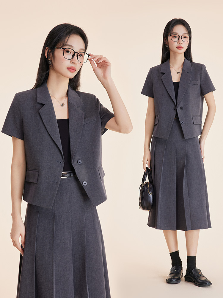 Gray women's suit set for autu - Women'S Formal Wear Petite ulasan dan harga