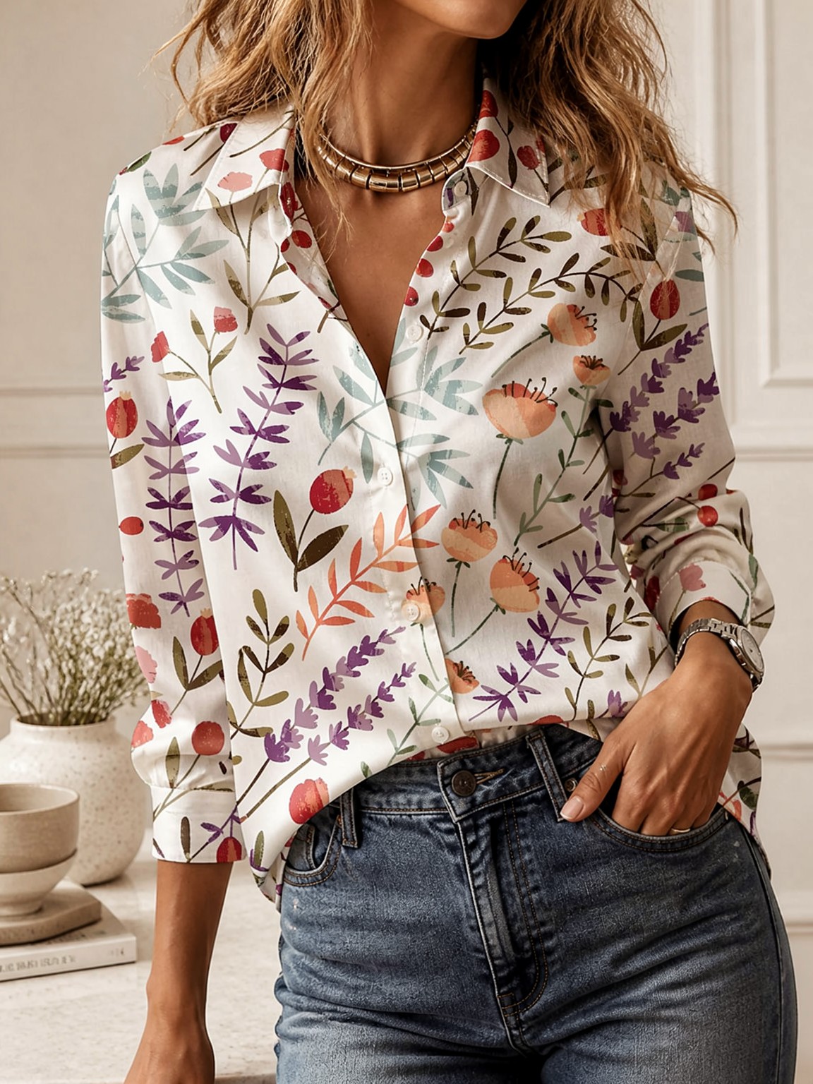 Casual All-match Collared Blou - Women'S Formal Wear Blouse ulasan dan harga