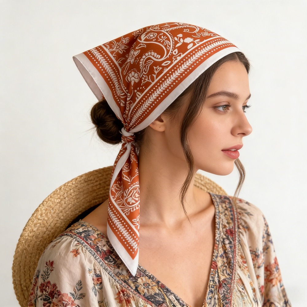 1Pc cashew print fashion silk  - Scarf Silk Neck ulasan dan harga