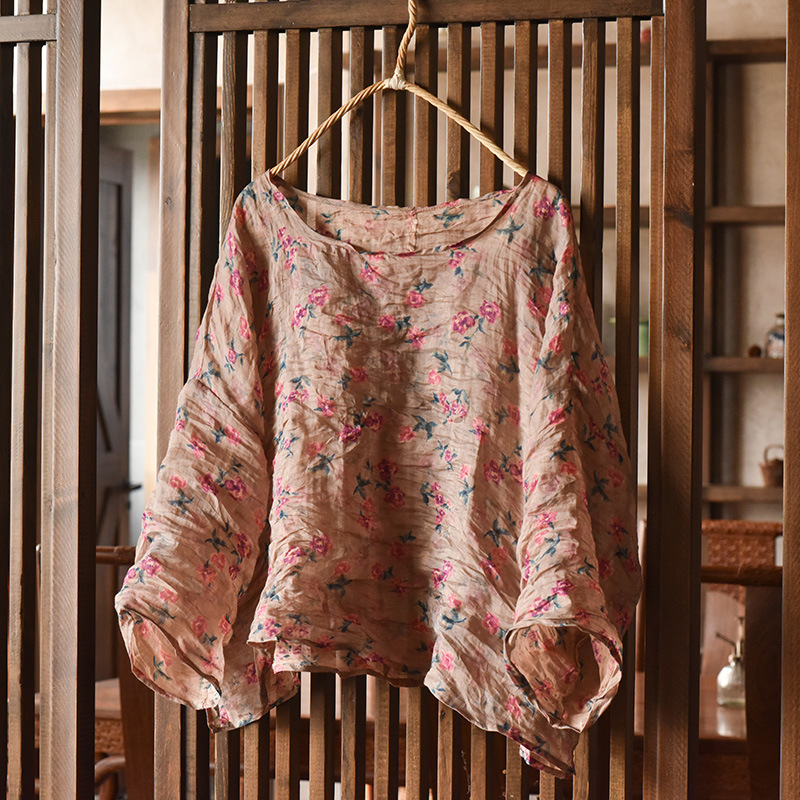 Women Oversize Vintage Ramie O - Women'S Formal Wear Blouse ulasan dan harga