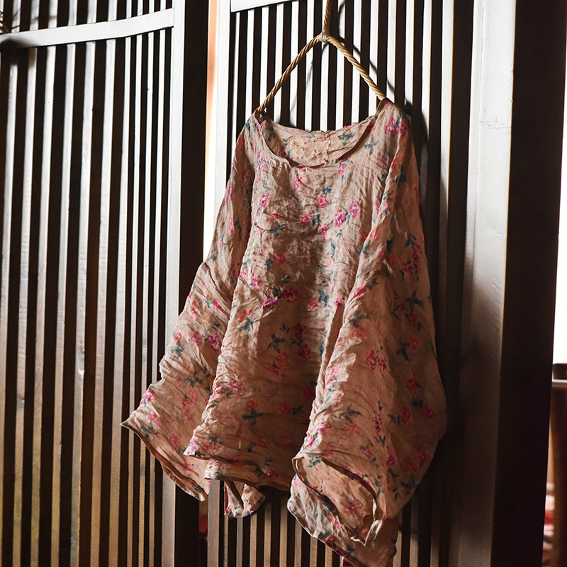 Women Oversize Vintage Ramie O - Women'S Formal Wear Blouse ulasan dan harga