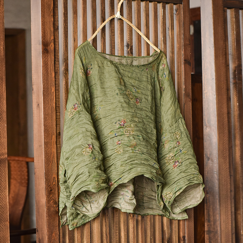 Women Oversize Vintage Ramie O - Women'S Formal Wear Blouse ulasan dan harga