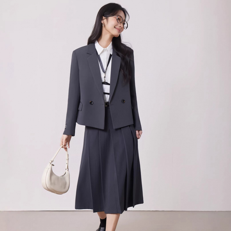 Gray women's suit set for spri - Women'S Formal Wear Petite ulasan dan harga