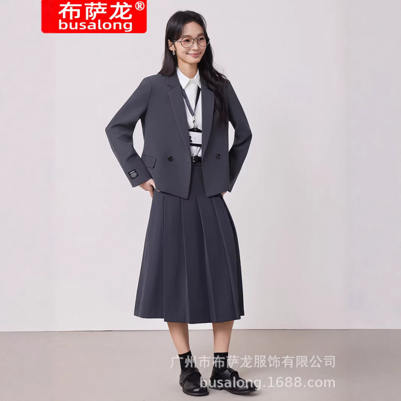 Gray women's suit set for spri - Women'S Formal Wear Petite ulasan dan harga