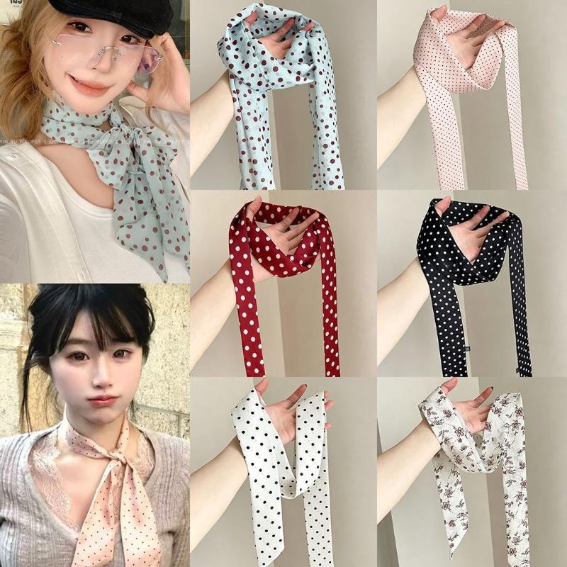 Polka Dot Floral Print Silk Sc - Scarf Silk Neck ulasan dan harga