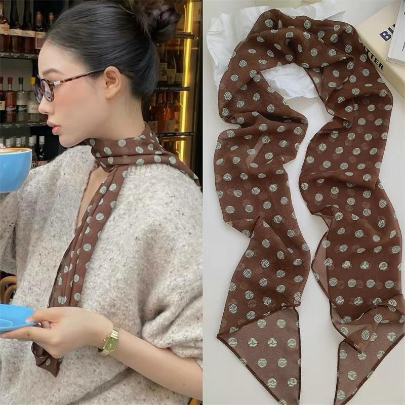 Polka Dot Floral Print Silk Sc - Scarf Silk Neck ulasan dan harga