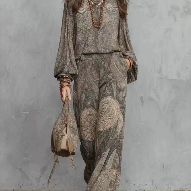 Boho Paisley Print Two-Piece S - Women'S Formal Wear Blouse ulasan dan harga