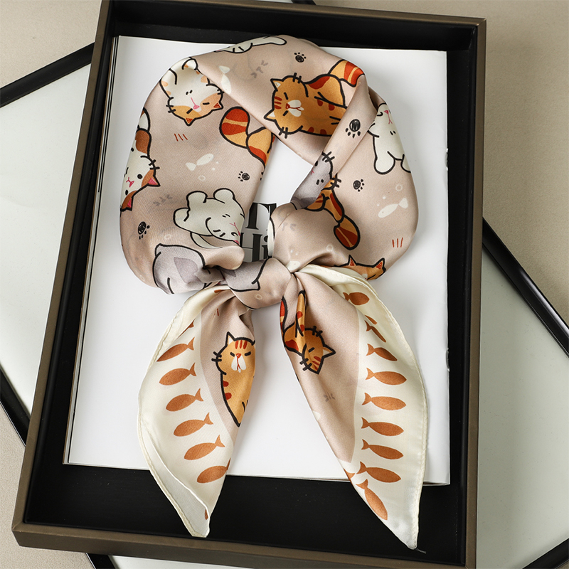 Luxury Silk Shawl Fat Cat Squa - Scarf Silk Neck ulasan dan harga