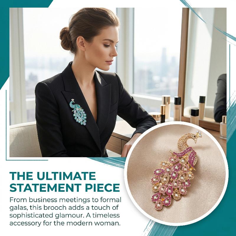 Unique Peacock Brooch Pin For  - Women Formal Wear Look ulasan dan harga