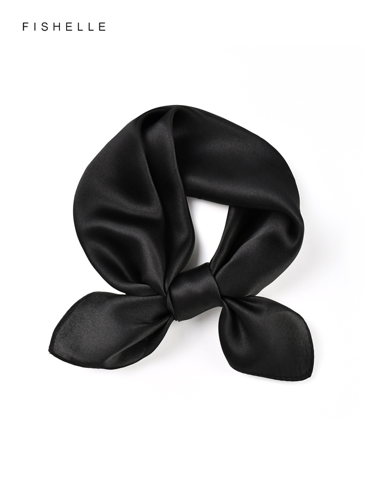 Solid color black pure silk sc - Scarf Silk Neck ulasan dan harga