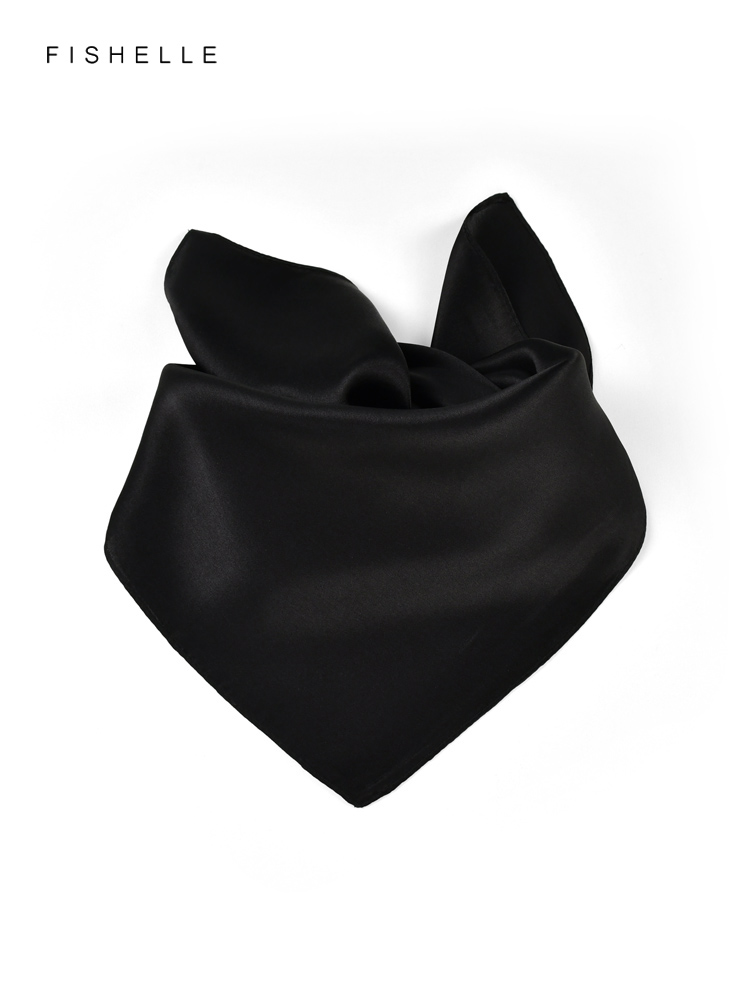 Solid color black pure silk sc - Scarf Silk Neck ulasan dan harga