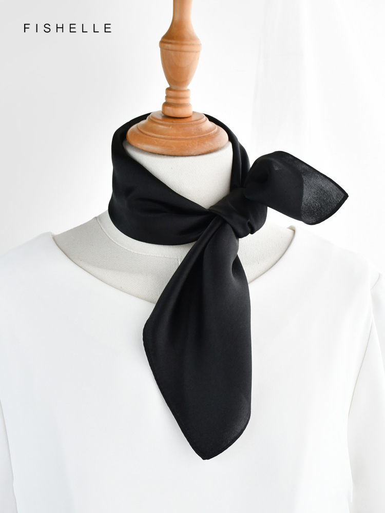 Solid color black pure silk sc - Scarf Silk Neck ulasan dan harga