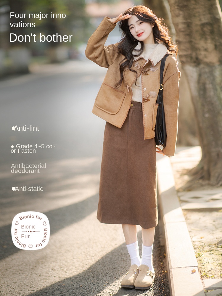 Suede short coat for women's w - Women'S Formal Wear Petite ulasan dan harga